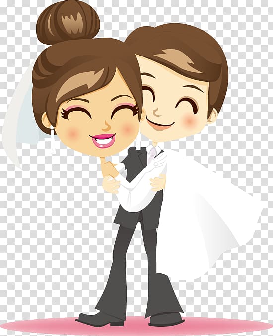 Honeymoon Bridegroom , Hand-painted pattern bride and groom transparent background PNG clipart