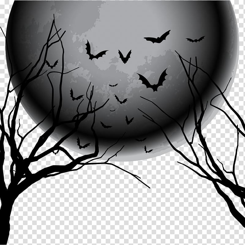 Halloween Euclidean Night sky, Halloween elements transparent background PNG clipart