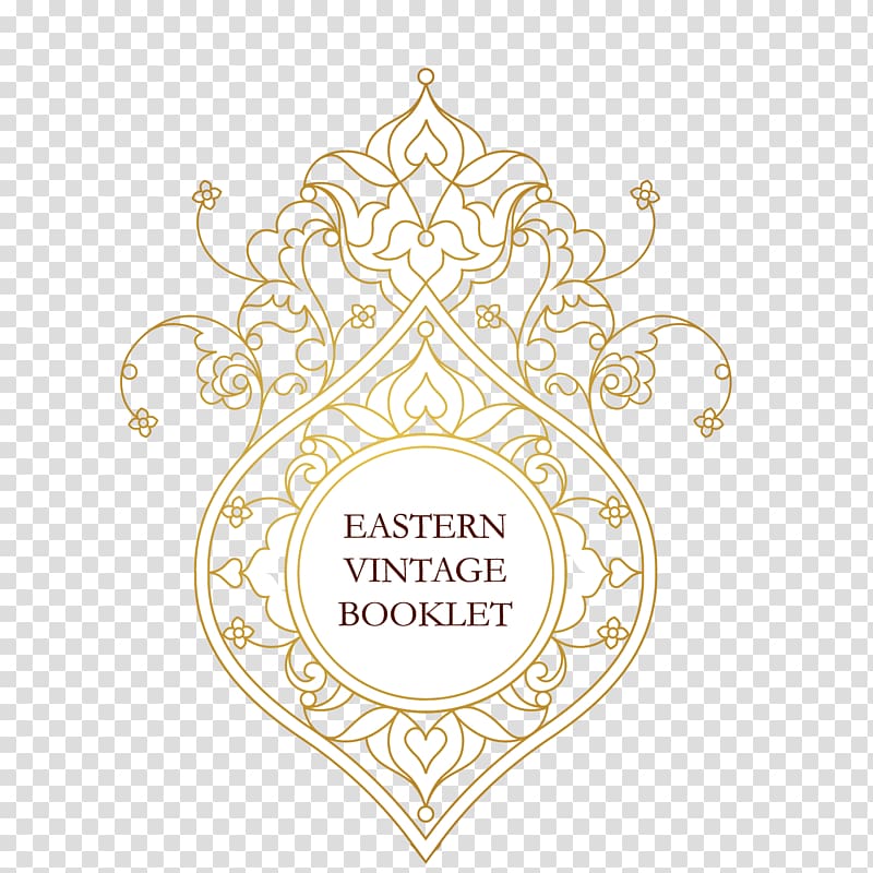 eastern vintage booklet label, Logo Ornament Pattern, Decorative gold base transparent background PNG clipart