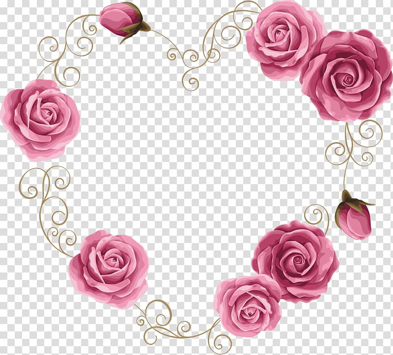 heart-shape red roses frame illustration, , Rose lace transparent background PNG clipart