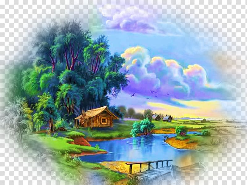 Coloring book Landscape Nature Painting, painting transparent background PNG clipart