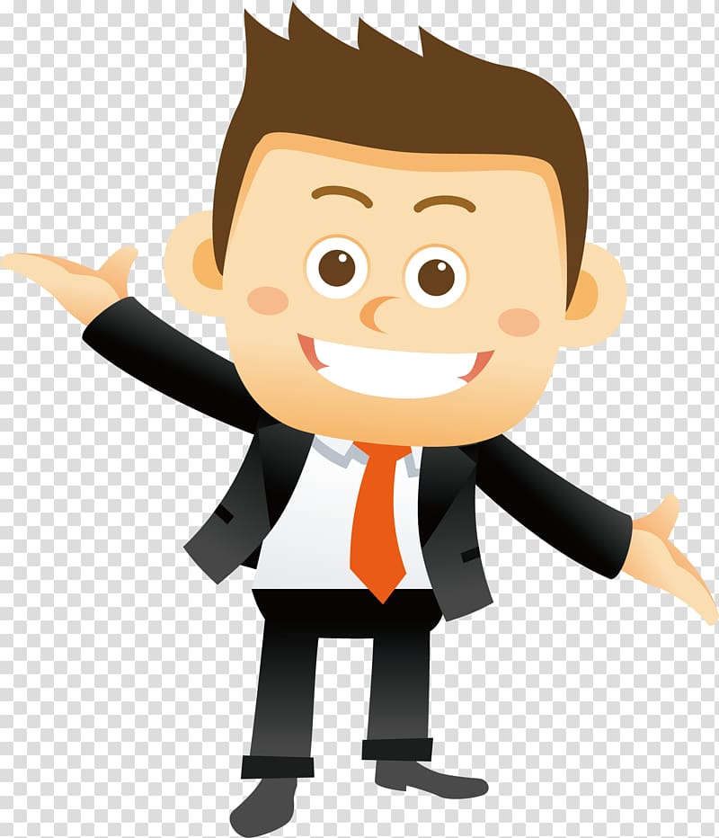 business man , Cartoon Illustration, Happy people transparent background PNG clipart