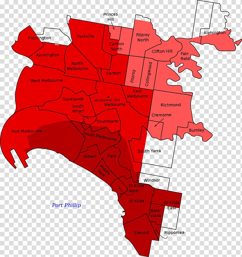City of Melbourne City of Yarra Inner suburb Map, Suburbs transparent background PNG clipart