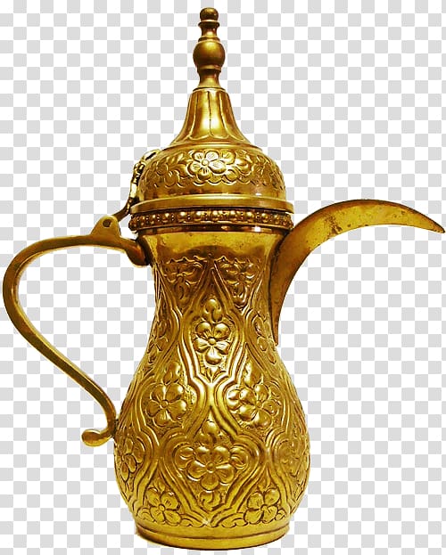 gold-colored arabic tea pot, Coffee Tea Cuban espresso Cafe, coffee jar transparent background PNG clipart