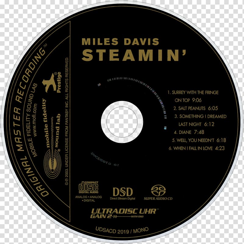 Compact disc Steamin' with the Miles Davis Quintet Mobile Fidelity Sound Lab Super Audio CD, miles davis transparent background PNG clipart