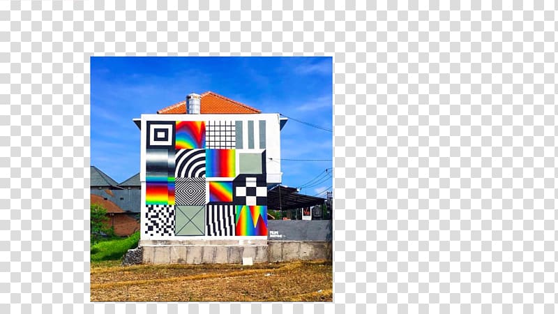 A mural by Felipe Pantone Street artist Valencia Graffiti, Bali Indonesia transparent background PNG clipart