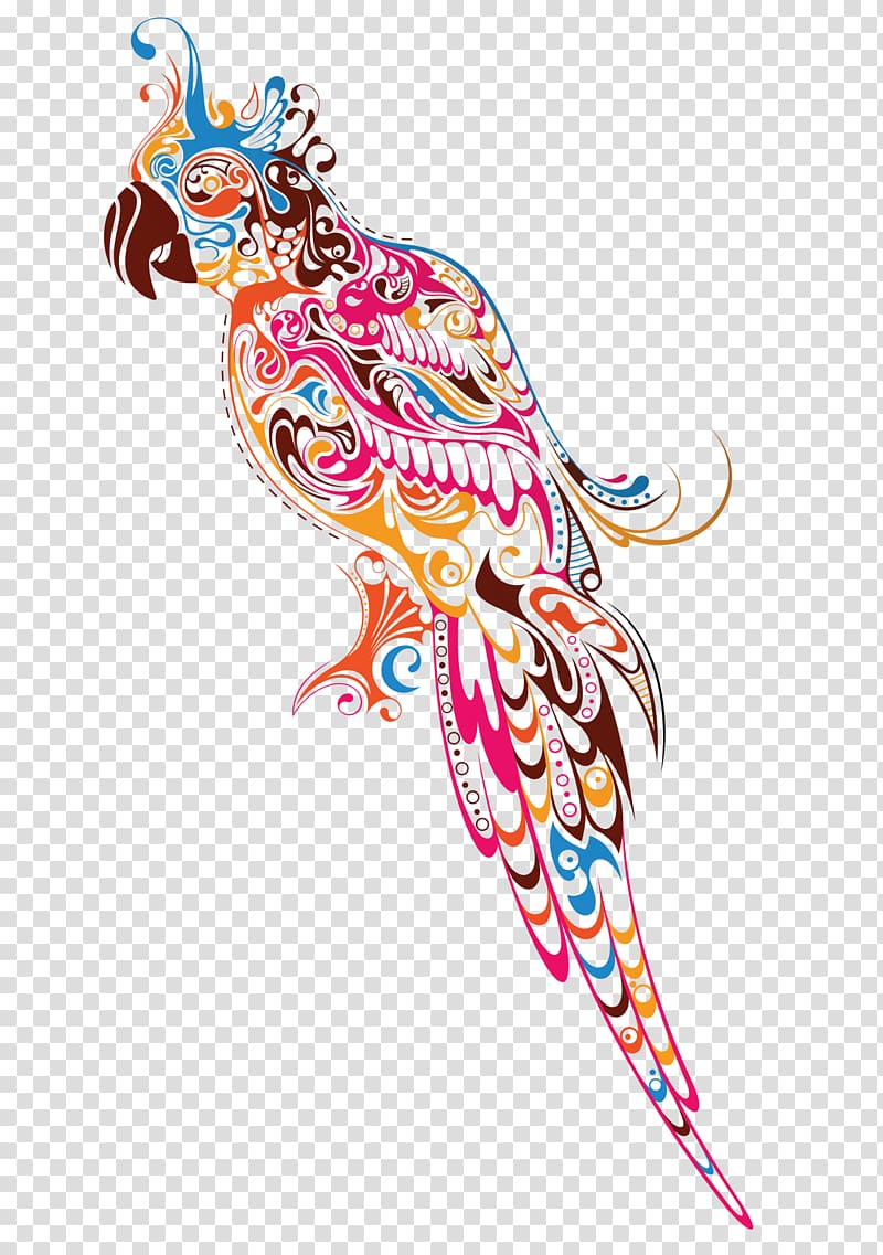 Parrot Bird Budgerigar Illustration, Five-color parrot transparent background PNG clipart