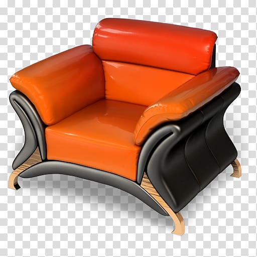 Loveseat Couch ICO Icon, Orange Armchair transparent background PNG clipart