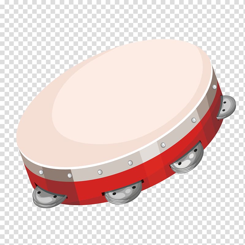 red and white tamborine, Tambourine Pandeiro Musical instrument Illustration, hit drums transparent background PNG clipart
