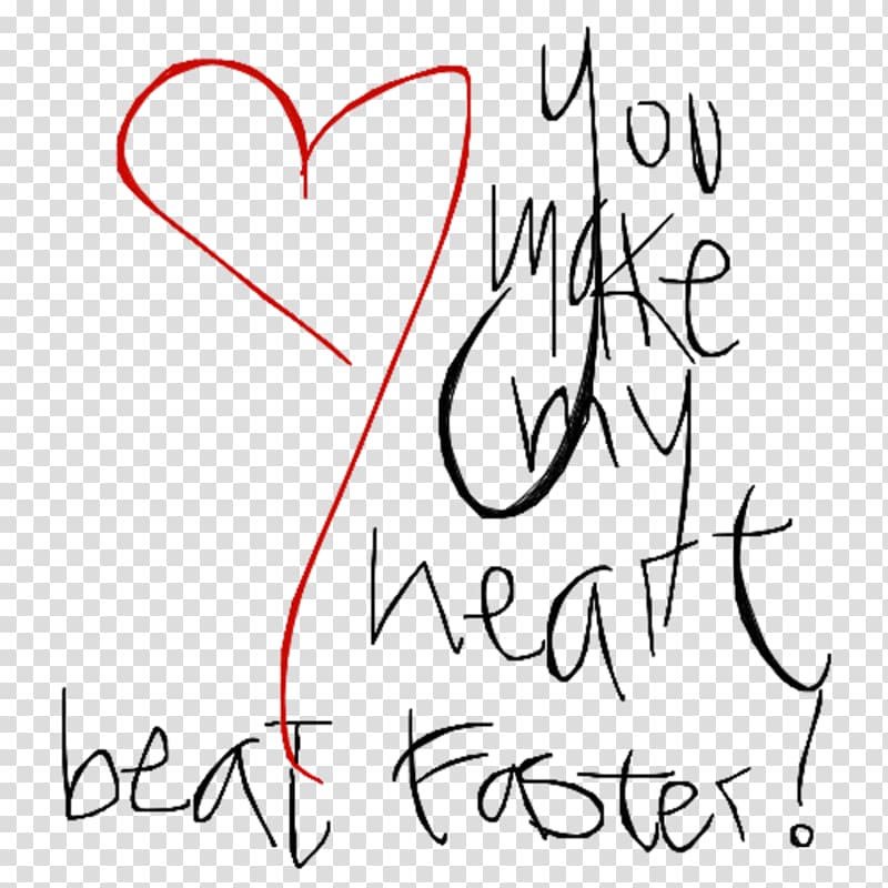 Handwriting Love Valentine\'s Day, heart beat faster transparent background PNG clipart