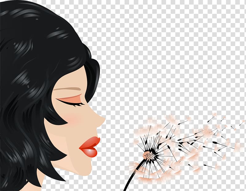 Illustration, painted blowing dandelion transparent background PNG clipart