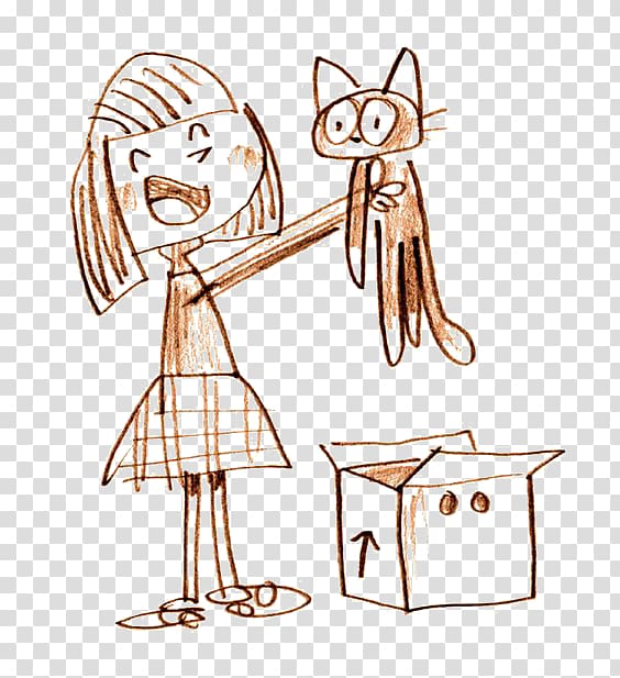 Cat Drawing Doodle Illustration, Girl holding cat transparent background PNG clipart