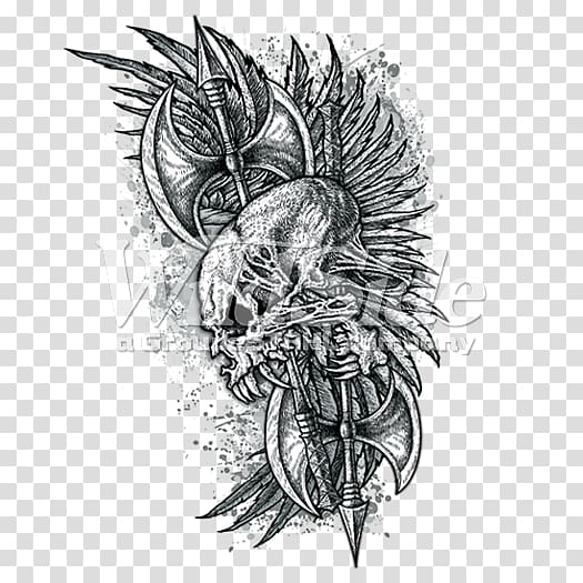 Demon Visual arts Sketch, viking Skull transparent background PNG clipart