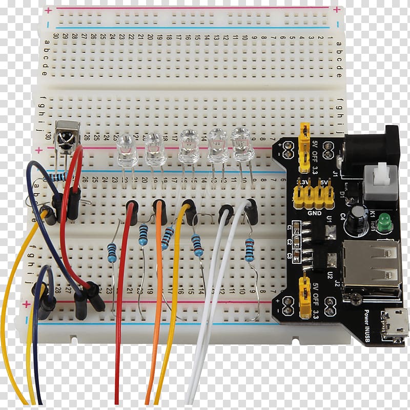 Breadboard Microcontroller Electronic component Power Converters Electronics, Microprocessor Development Board transparent background PNG clipart