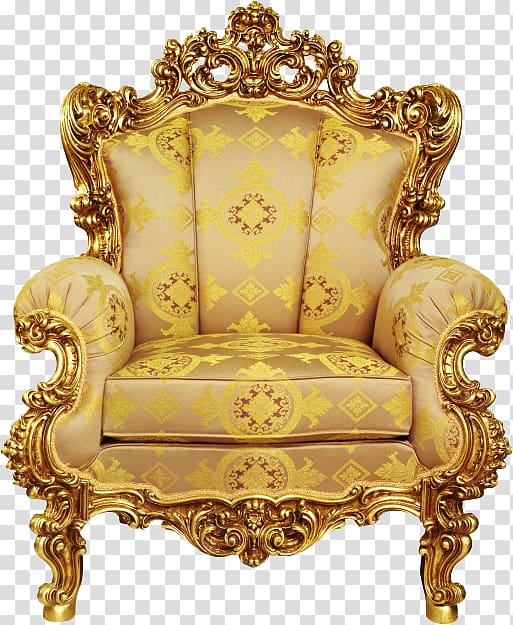 brown and yellow floral armchair, Chair Table Throne Living room Furniture, chair transparent background PNG clipart
