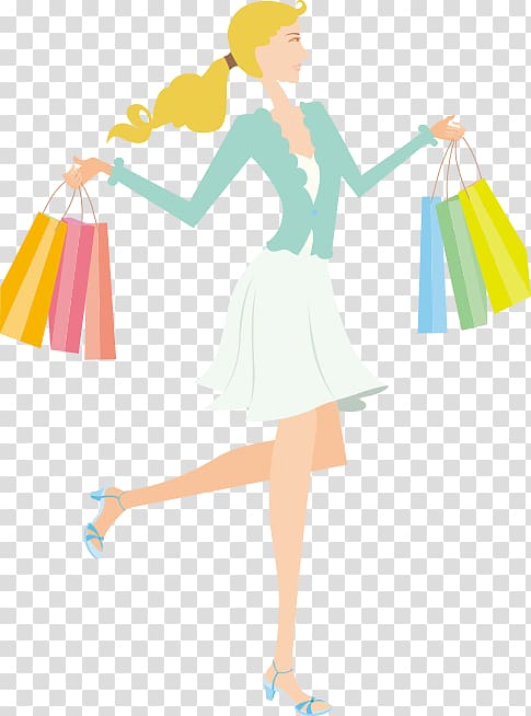 Fashion Shopping Woman, Carrying shopping bags slender beauty transparent background PNG clipart