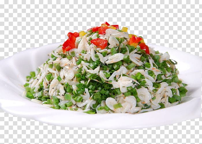 Salad Vegetarian cuisine Asian cuisine Vegetable, Chives Shrimps transparent background PNG clipart