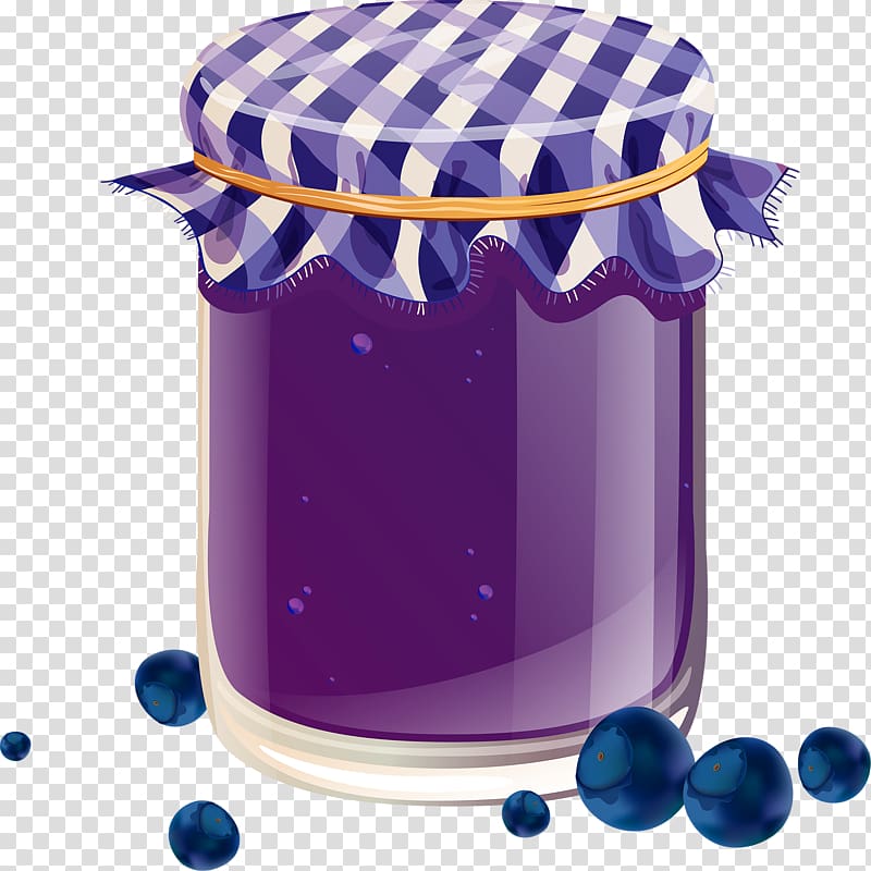 Gelatin dessert Fruit preserves Jar , Hand-painted blueberry juice transparent background PNG clipart