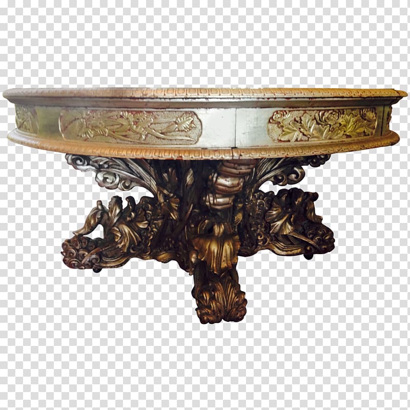 Coffee Tables 01504 Bronze Antique, exquisite carving. transparent background PNG clipart