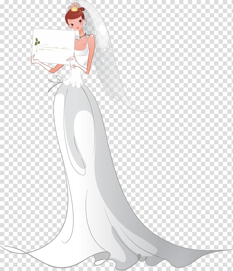 Wedding dress Bride, The bride in her wedding dress transparent background PNG clipart