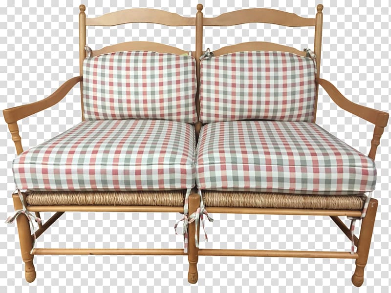 Loveseat Couch Bed frame Sunlounger Chair, gingham transparent background PNG clipart