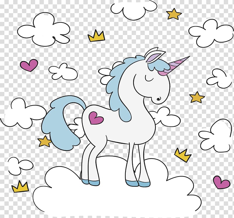 unicorn illustration, Unicorn Euclidean , Standing in the clouds unicorn transparent background PNG clipart