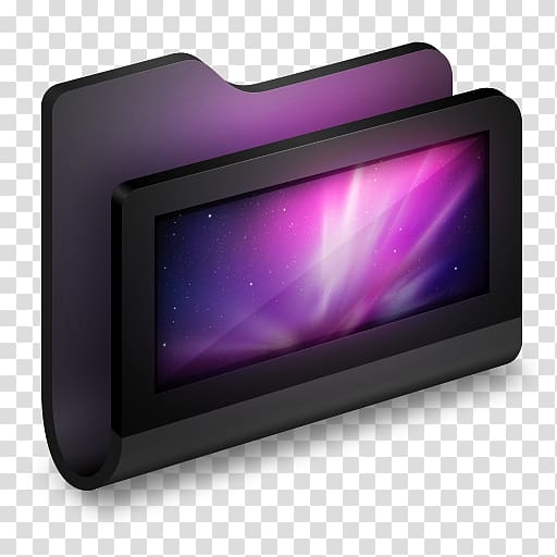 black and gray electronic frame, purple display device multimedia, Desktop Black Folder transparent background PNG clipart