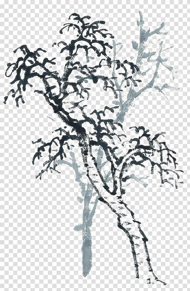 Chinese painting Tree u5199u610fu753b, Crab claw tree painting transparent background PNG clipart