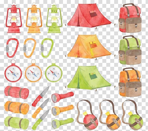 Camping Watercolor painting Campfire , Field equipment background transparent background PNG clipart