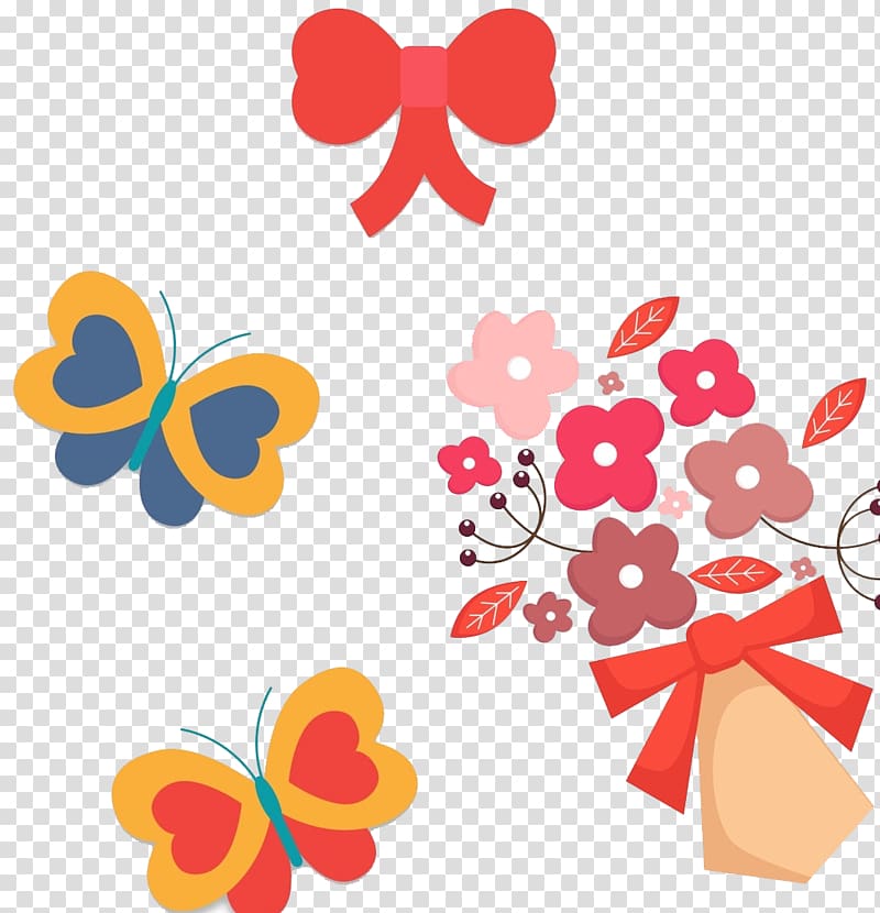 Cartoon , Bows and flowers transparent background PNG clipart