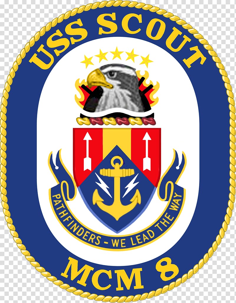 United States Navy Avenger-class mine countermeasures ship USS America USS Scout (MCM-8), crest transparent background PNG clipart