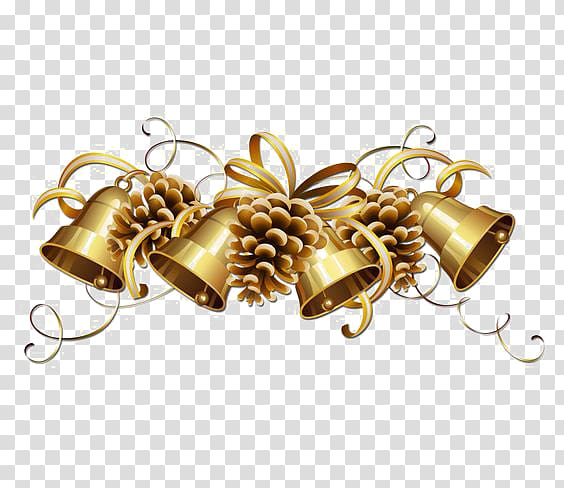 golden christmas bells transparent background PNG clipart