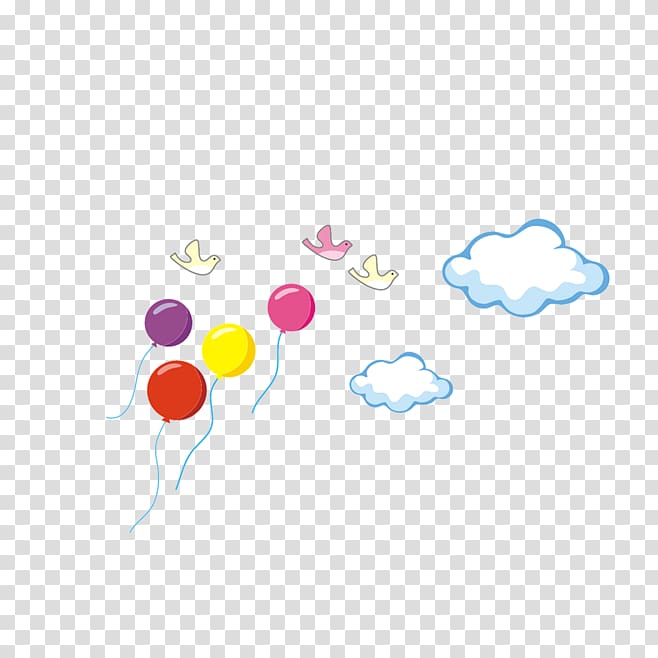 Bird clouds flying balloons transparent background PNG clipart