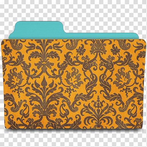 brown and black floral folder illustration, orange rectangle yellow visual arts pattern, Folder damask tangerine transparent background PNG clipart