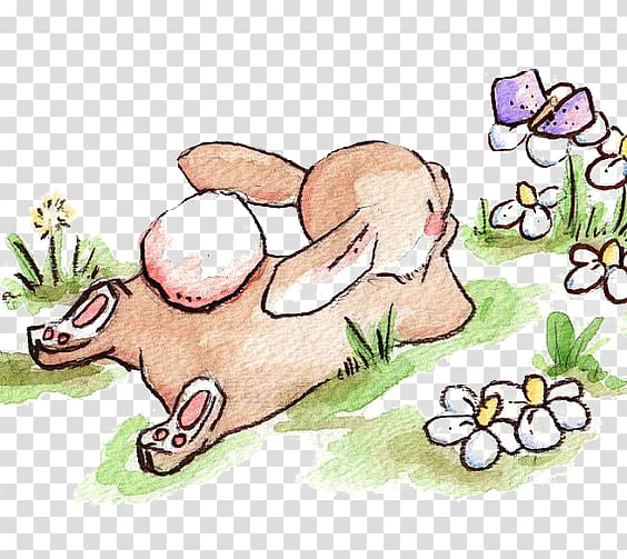 lying on the grass bunny transparent background PNG clipart