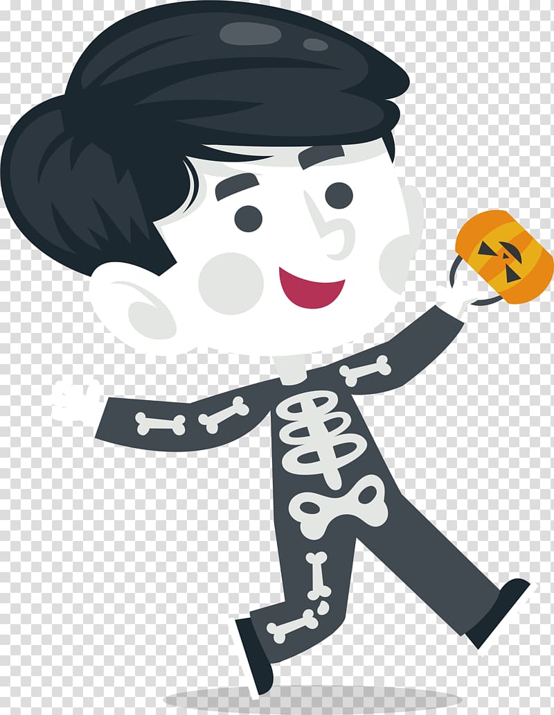 Halloween , A skeleton boy transparent background PNG clipart
