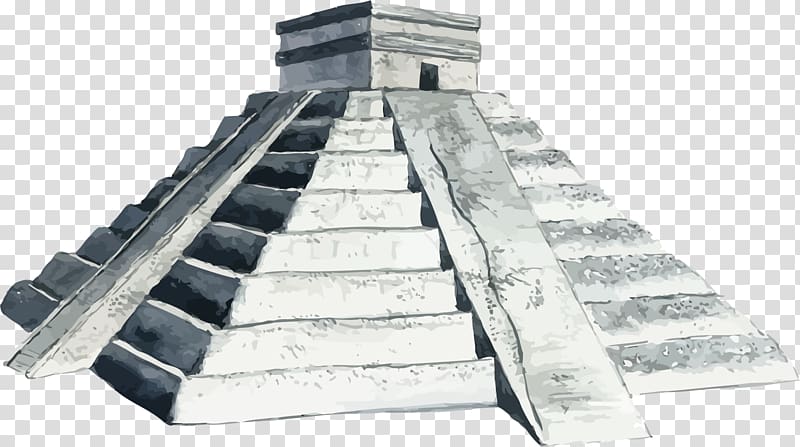 Mexico Watercolor painting Illustration, Pyramid building transparent background PNG clipart