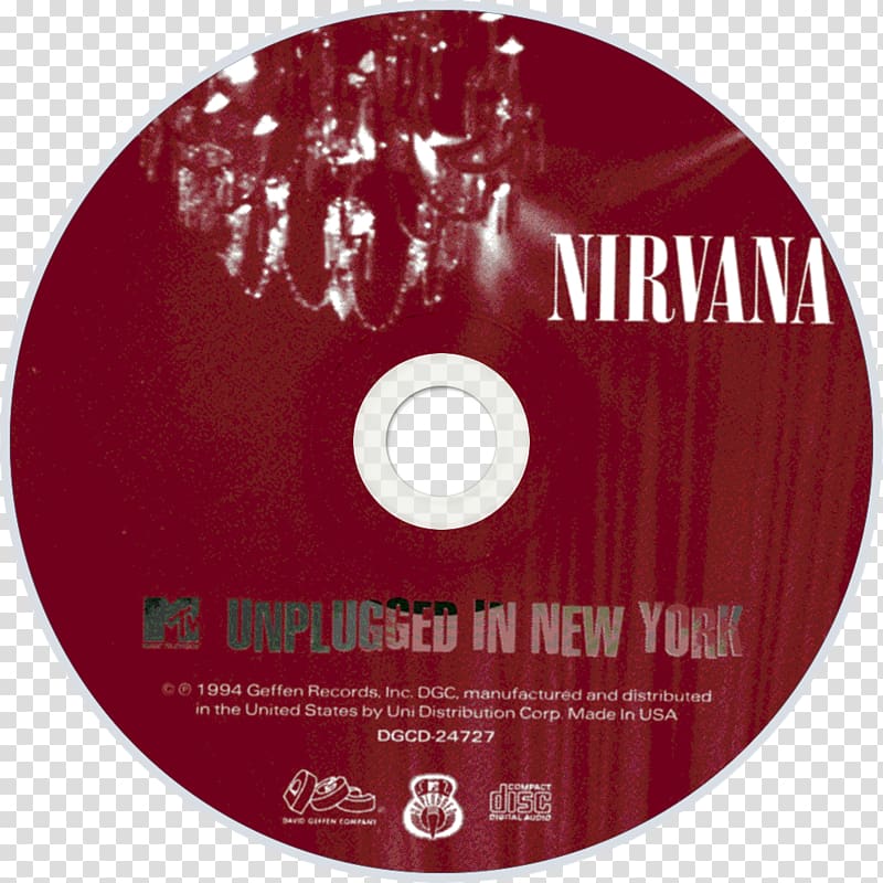 Compact disc MTV Unplugged in New York Nirvana Music Album cover, Mtv Unplugged In New York transparent background PNG clipart