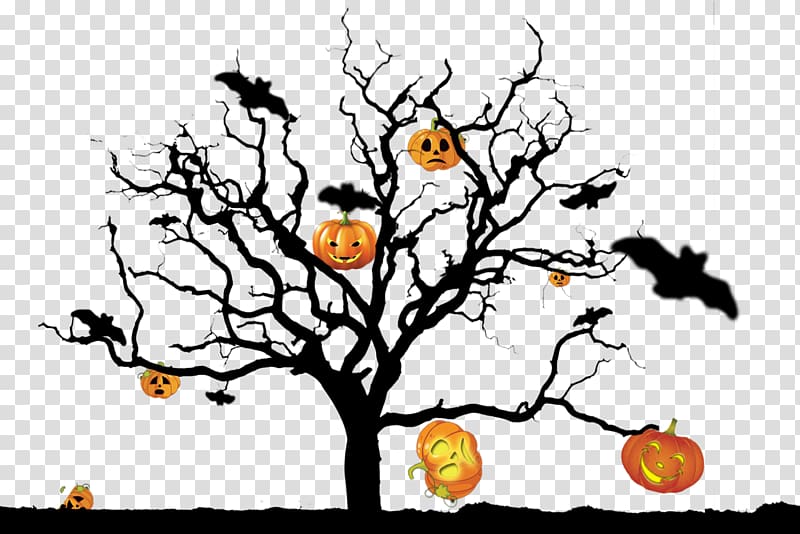 Halloween Pumpkin Ghost Tree, Halloween pumpkin ghost tree knot transparent background PNG clipart