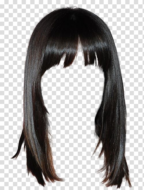 western style black hair wig free to pull the material transparent background PNG clipart