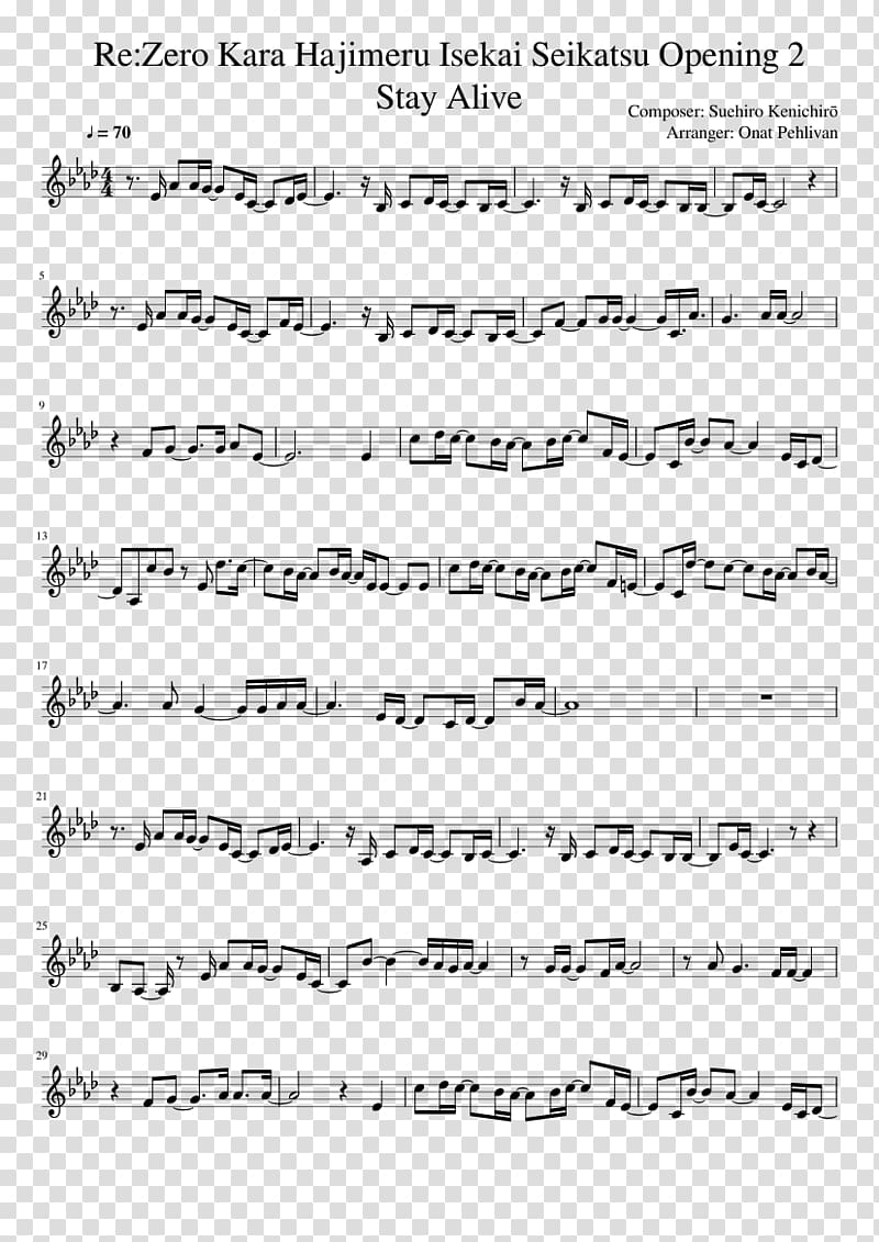 River Flows in You Sheet Music Re:Zero − Starting Life in Another World Violin, sheet music transparent background PNG clipart