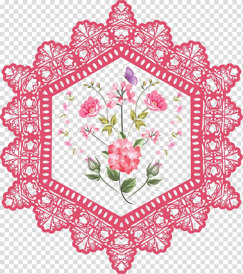 Floral design Embroidery Doily Pattern, design transparent background PNG clipart