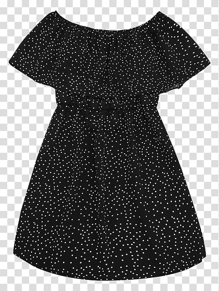 Little black dress Polka dot Sleeve T-shirt, Black Polka Dot transparent background PNG clipart