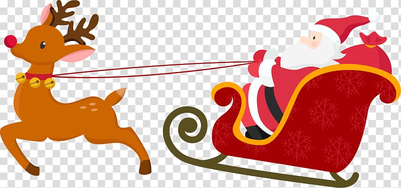 Santa Claus Sled Christmas Poster, Christmas deer sled transparent background PNG clipart