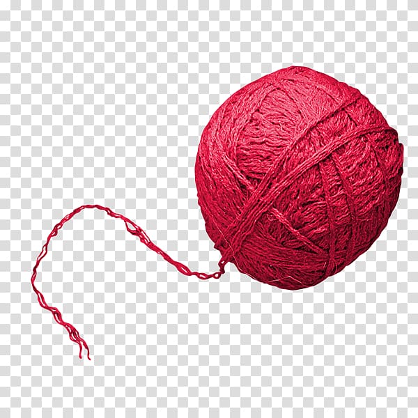 red thread, Yarn Gomitolo Woolen, Ball of yarn material transparent background PNG clipart