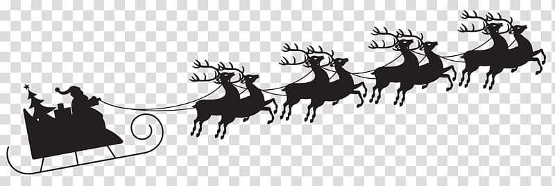 Santa Claus Reindeer Christmas , Sleigh Silhouette transparent background PNG clipart