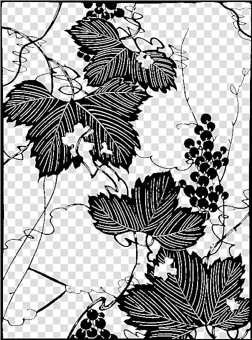 Grape Vine Black and white Leaf , Taobao,Lynx,design,Men\'s,Women,Shading Korea,Pattern,pattern,background transparent background PNG clipart