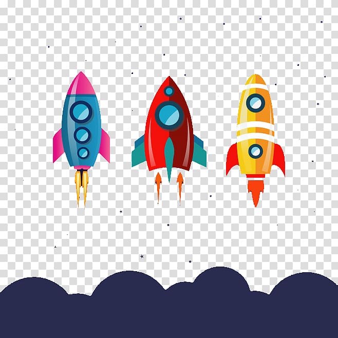 Outer space Rocket Astronaut, Hand-painted rocket takeoff transparent background PNG clipart