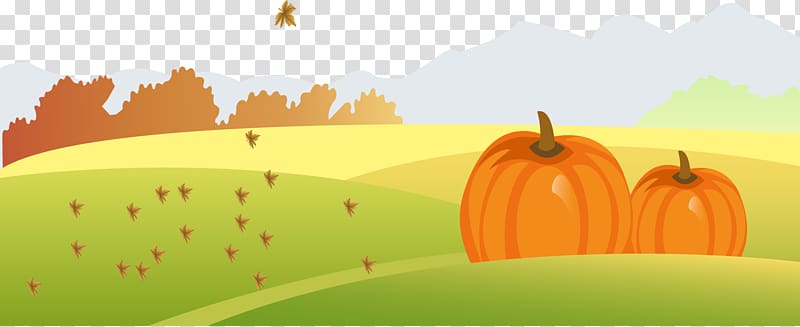 Autumn Drawing Cartoon Illustration, Hand-painted pattern pumpkin field transparent background PNG clipart