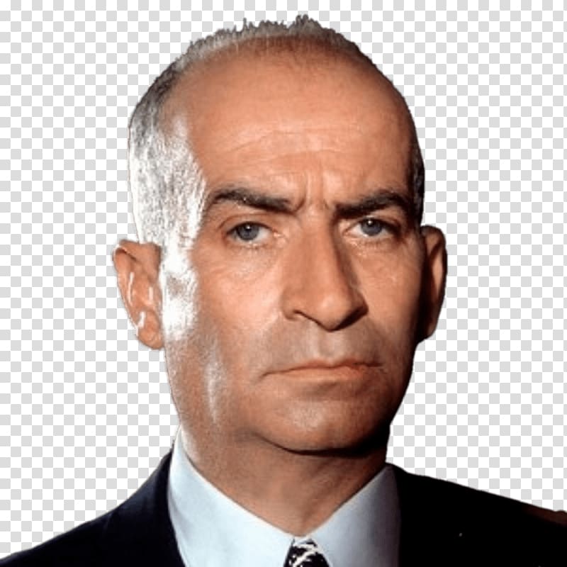 man in black formal coat, Louis De Funès Serious transparent background PNG clipart